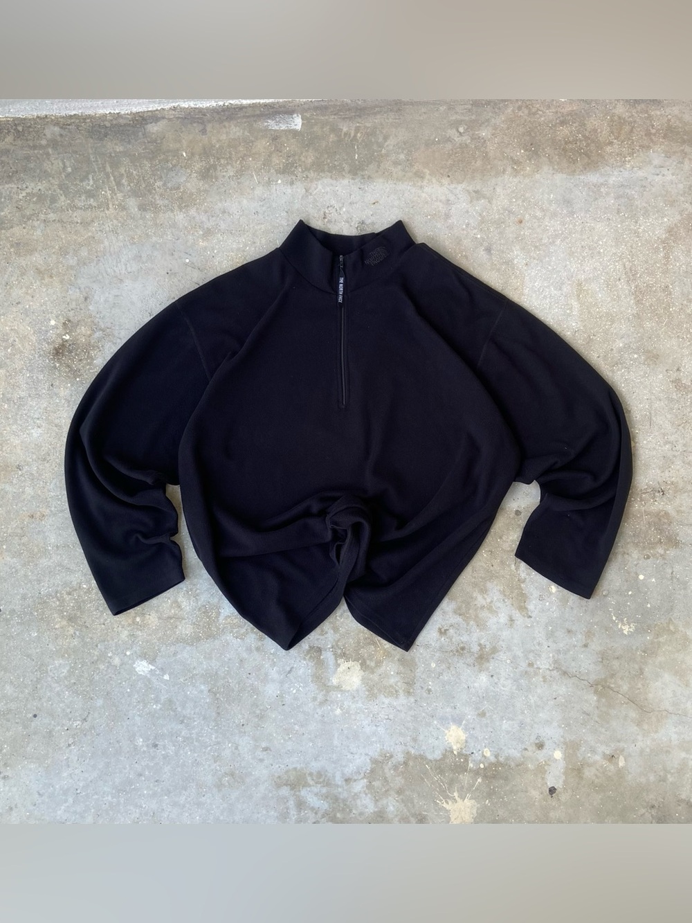 The North Face Mens Large Black 1/4 Zip Grid Fleece Pullover Sweatshirt Active L